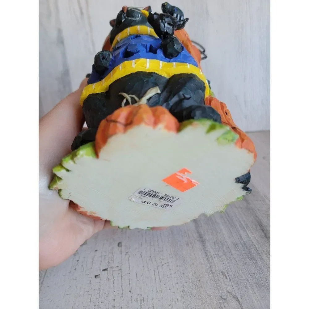 Unique ceramic rustic hat tea light holder Lantern spider pumpkin Halloween home - Picture 5 of 11